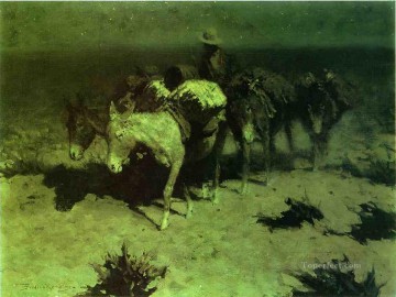 Indiana Cowboy Painting - A Pack Train Frederic Remington cowboy